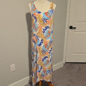 Tropical Sleeveless Maxi Dress